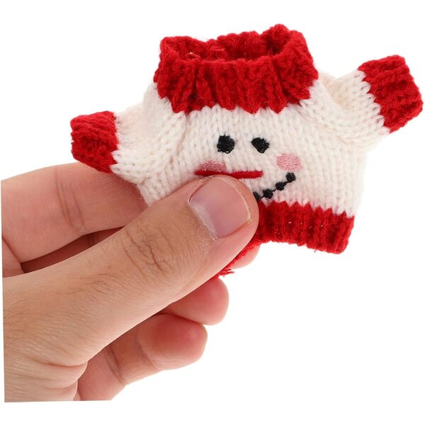 Mini pull di peluche morbida rosso e bianco per bambole, accessorio invernale DIY