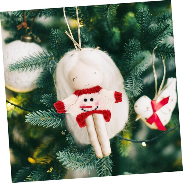 Mini pull di peluche morbida rosso e bianco per bambole, accessorio invernale DIY