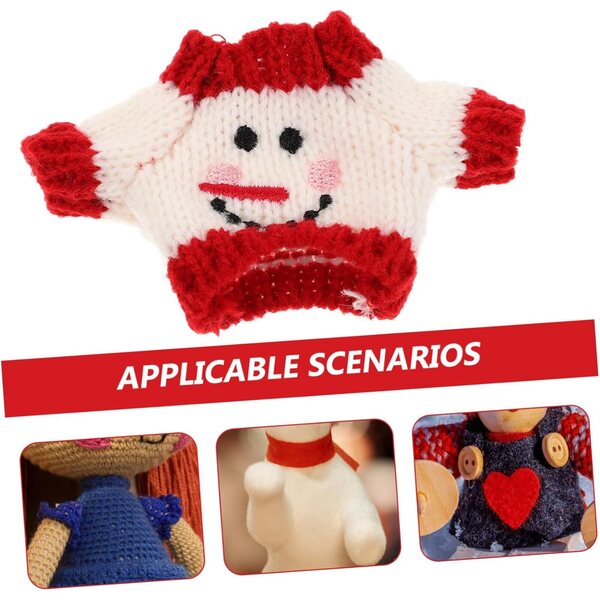 Mini pull di peluche morbida rosso e bianco per bambole, accessorio invernale DIY