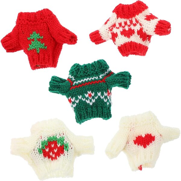Set 5 Pulls in Cotone per Bambole - Abiti Invernali Morbidi e Colorati per Bambole da 8 cm