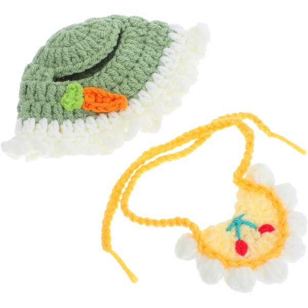 Geflochtenes Hut- und Lätzchen-Set für Puppen – elegantes und leicht zu reinigendes Kostümzubehör