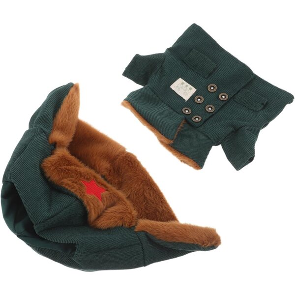 Grünes Winterpuppenkostüm mit Mantel und warmer Mütze aus Polyester