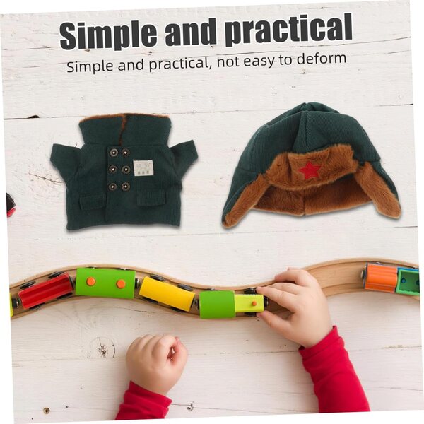 Set Abiti Militare per Bambole in Peluche con Cappotto e Cappello Verde