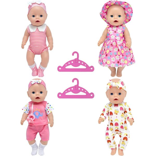 WanderGo 12-teiliges rosa Puppenkleidungsset 35-43 cm mit Gürteln und Zubehör