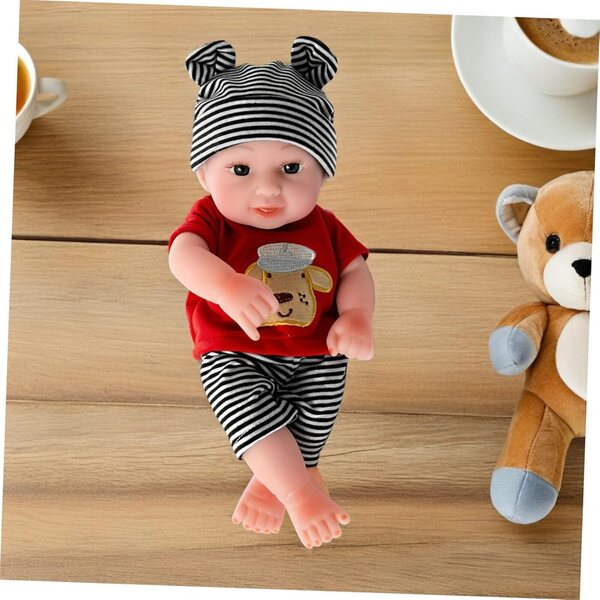Set Abbigliamento a Righe per Bambole Reborn con Cappello e Pantaloni in Cotone Morbido