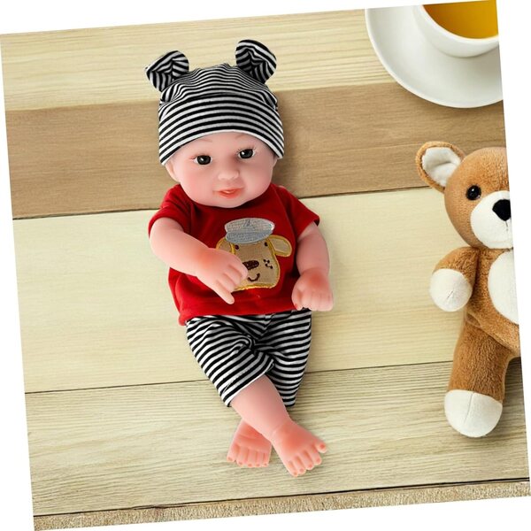 Set Abbigliamento a Righe per Bambole Reborn con Cappello e Pantaloni in Cotone Morbido