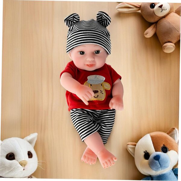 Set Abbigliamento a Righe per Bambole Reborn con Cappello e Pantaloni in Cotone Morbido