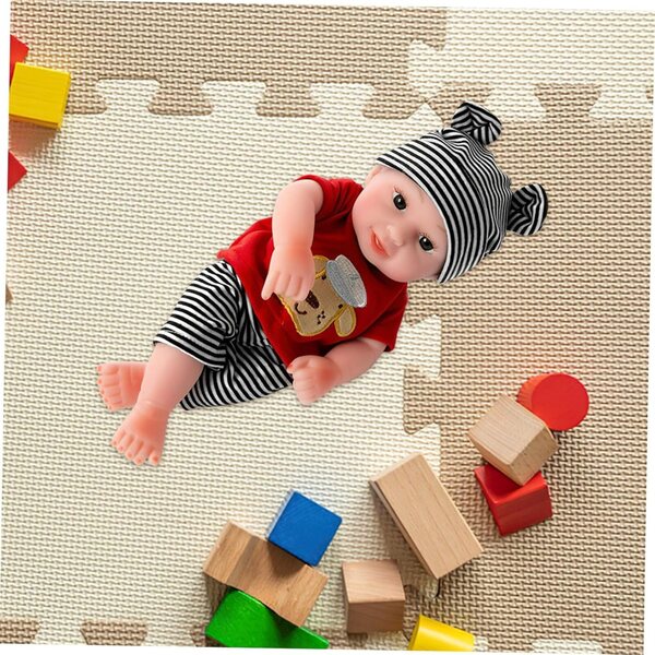 Set Abbigliamento a Righe per Bambole Reborn con Cappello e Pantaloni in Cotone Morbido