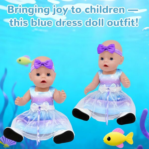 Bekleidungsset für 35-43 cm große WanderGo-Puppen 5-teilig mit blau-violettem Kleid