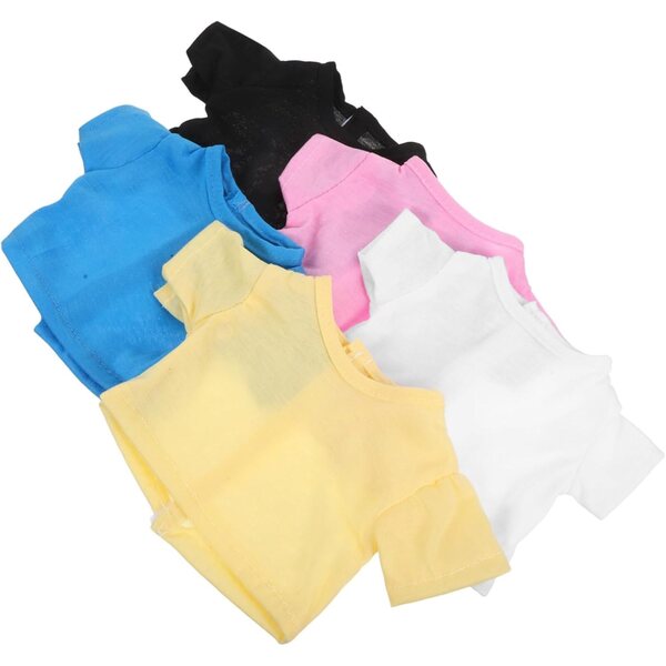 Set 5 T-shirt Maniche Corte Colorati per Peluche, Vestiti Comodi e Resistenti