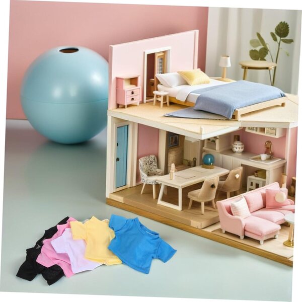 Set 5 T-shirt Maniche Corte Colorati per Peluche, Vestiti Comodi e Resistenti