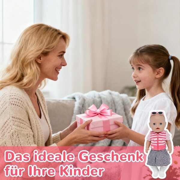 5-teiliges Kleidungsset für 35-45 cm große Puppen mit Jacke, Rock, Brille und Accessoires