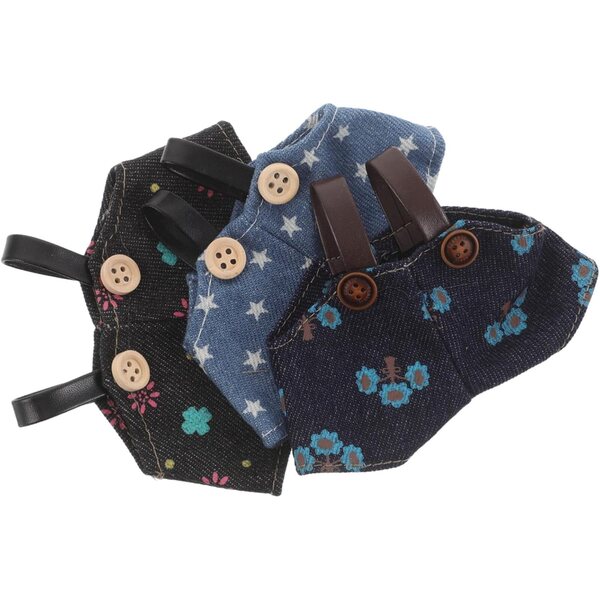 Set 3 Salopette Jeans per Bambole Peluche - Accessori DIY Tessuto Morbido