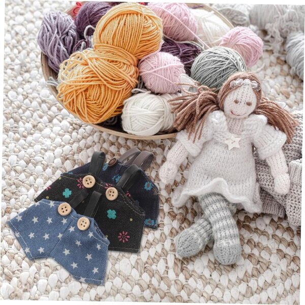 Set 3 Salopette Jeans per Bambole Peluche - Accessori DIY Tessuto Morbido
