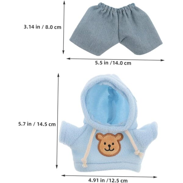 Costume per Orso di Peluche Giallo Blu con Jeans - Set Completo ZUNOXAZ