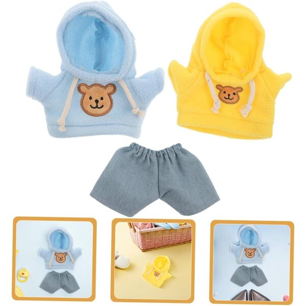 Costume per Orso di Peluche Giallo Blu con Jeans - Set Completo ZUNOXAZ