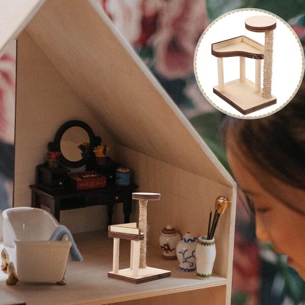 Albero Tiragraffi Miniatura in Legno per Casa delle Bambole - Accessorio Decorativo Realistico