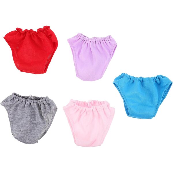 Set 5 Culottes Multicolori per Bambole in Tessuto Regolabili e Pratiche