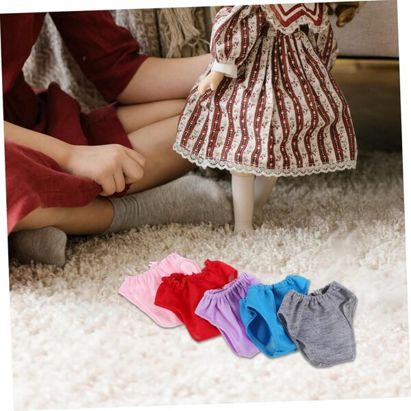 Set 5 Culottes Multicolori per Bambole in Tessuto Regolabili e Pratiche