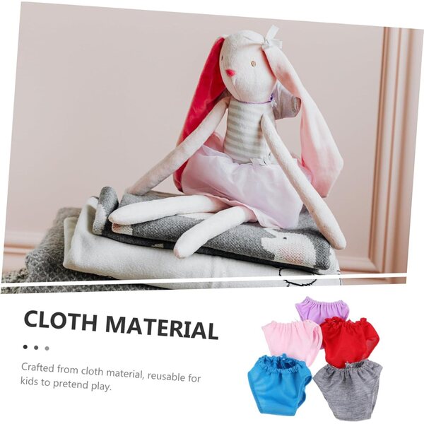 Set 5 Culottes Multicolori per Bambole in Tessuto Regolabili e Pratiche