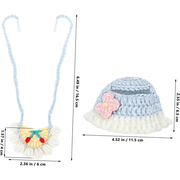 Set Accessori per Bambola: Berretto Multicolore e Bavaglino Bandana in Cotone Morbido
