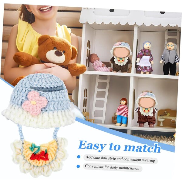 Set Accessori per Bambola: Berretto Multicolore e Bavaglino Bandana in Cotone Morbido
