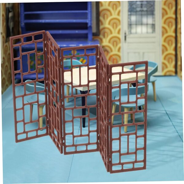 ORFOFE Mini Paravento Tradizionale Cinese in Plastica per Casa delle Bambole 13x8 cm