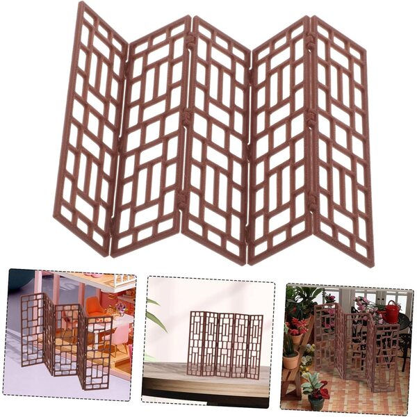 ORFOFE Mini Paravento Tradizionale Cinese in Plastica per Casa delle Bambole 13x8 cm