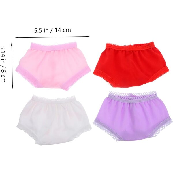 Set 4 Culottes Colorate per Bambole - Mini Sottovesti Resistenti e Realistici