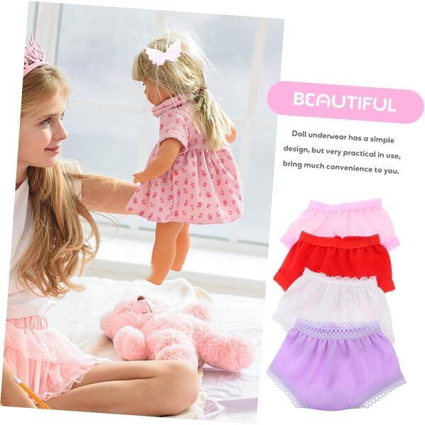Set 4 Culottes Colorate per Bambole - Mini Sottovesti Resistenti e Realistici