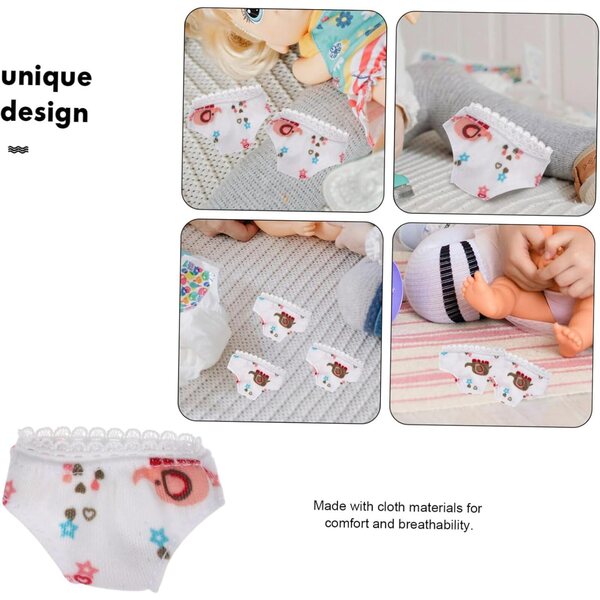 Set 3 Culottes Bianche in Tessuto per Bambole | Mini Sottovesti Comode e Resistenti