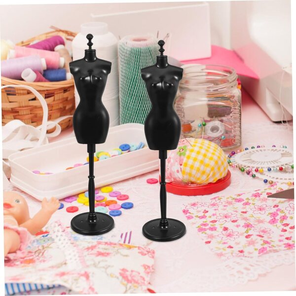Set mit 6 Schaufensterpuppenständern für Puppenkleidung aus widerstandsfähigem schwarzem ABS, 27,5 cm