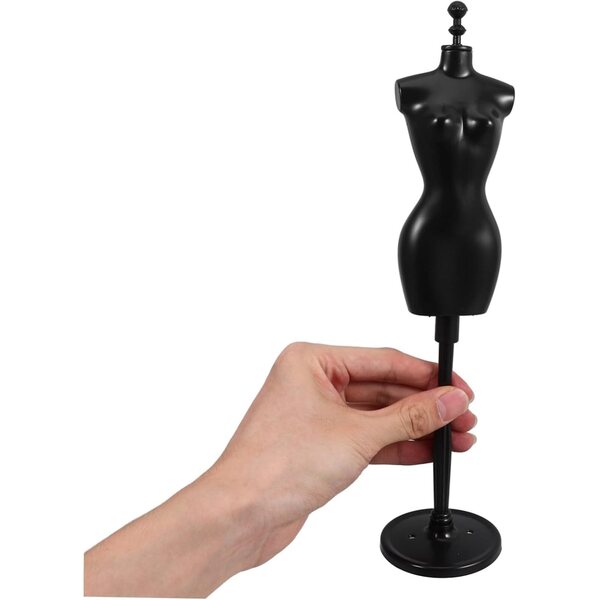 Set mit 6 Schaufensterpuppenständern für Puppenkleidung aus widerstandsfähigem schwarzem ABS, 27,5 cm