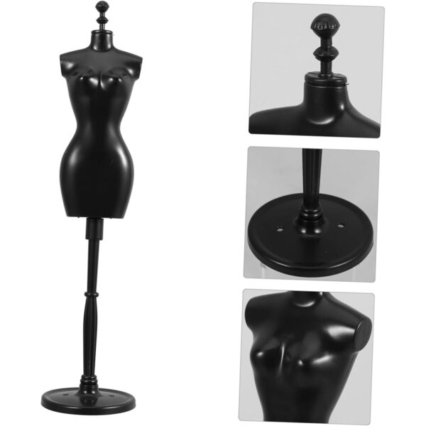 Set mit 6 Schaufensterpuppenständern für Puppenkleidung aus widerstandsfähigem schwarzem ABS, 27,5 cm