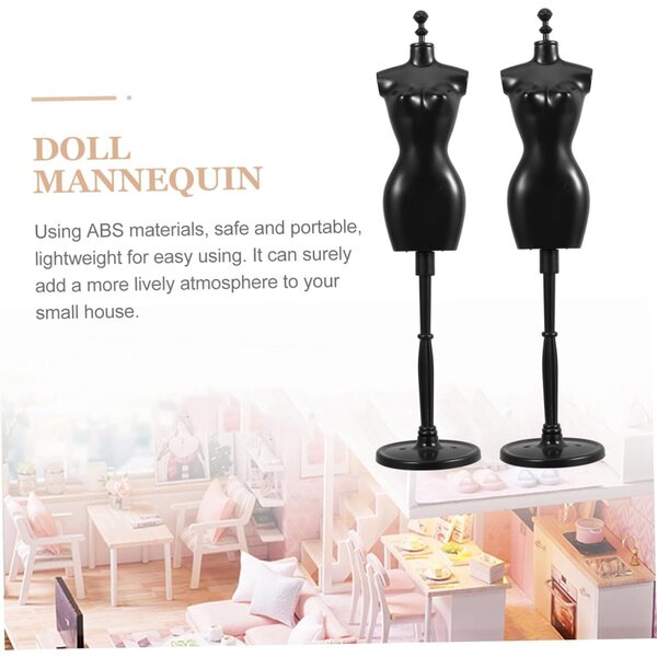 Set mit 6 Schaufensterpuppenständern für Puppenkleidung aus widerstandsfähigem schwarzem ABS, 27,5 cm