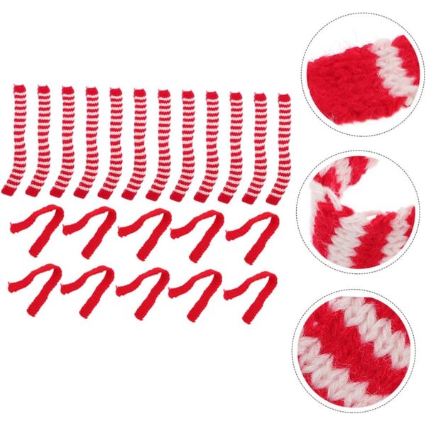 Set mit 20 roten und weißen dekorativen Mini-Schals | Weihnachtszubehör für Puppen und Dekorationen