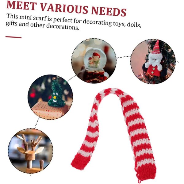 Set mit 20 roten und weißen dekorativen Mini-Schals | Weihnachtszubehör für Puppen und Dekorationen