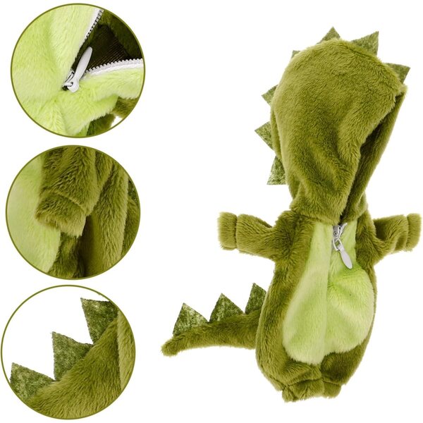Costume Dinosaure per Bambole Bambina in Tessuto Morbido e Leggero 15x10 cm