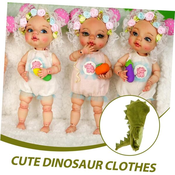 Costume Dinosaure per Bambole Bambina in Tessuto Morbido e Leggero 15x10 cm