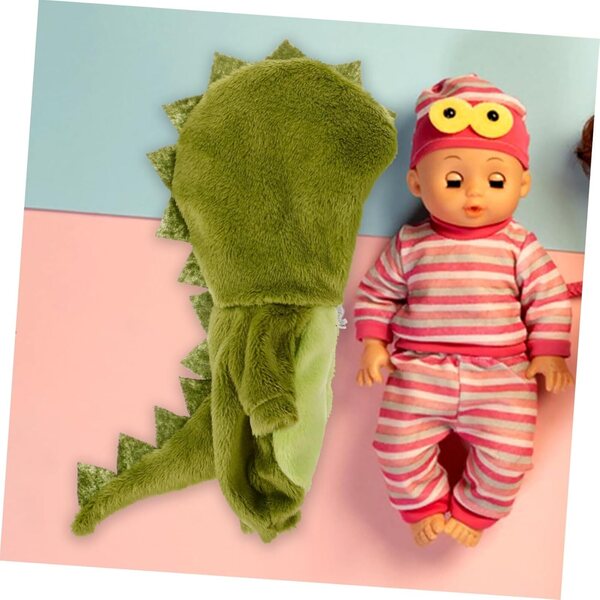 Costume Dinosaure per Bambole Bambina in Tessuto Morbido e Leggero 15x10 cm