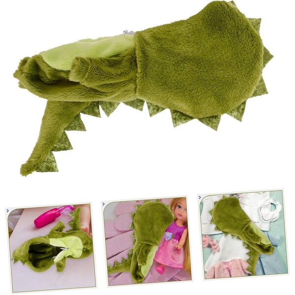 Costume Dinosaure per Bambole Bambina in Tessuto Morbido e Leggero 15x10 cm