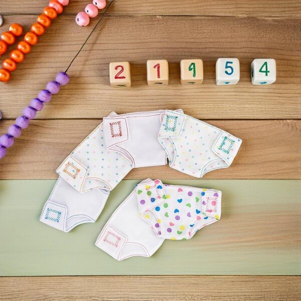 Set 6 Pannolini Riutilizzabili per Bambole 18 Pollici, Accessori in Tessuto con Nastro Regolabile
