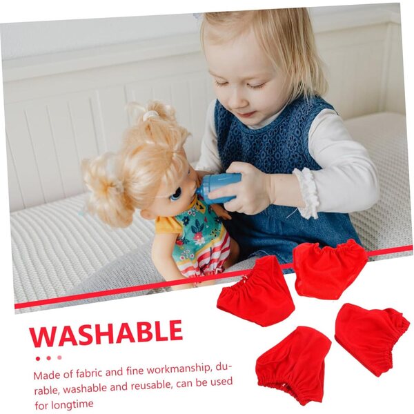 Set 4 Culotte Rosse per Bambole 45-60 cm Riutilizzabili e Facili da Indossare