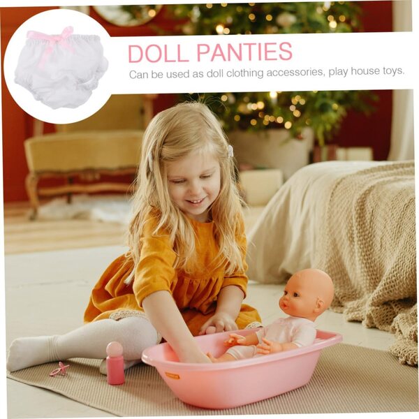 2 Mini Culottes Bianche Lavabili per Bamboles 15-20 cm - Accessori Giochi Bambini