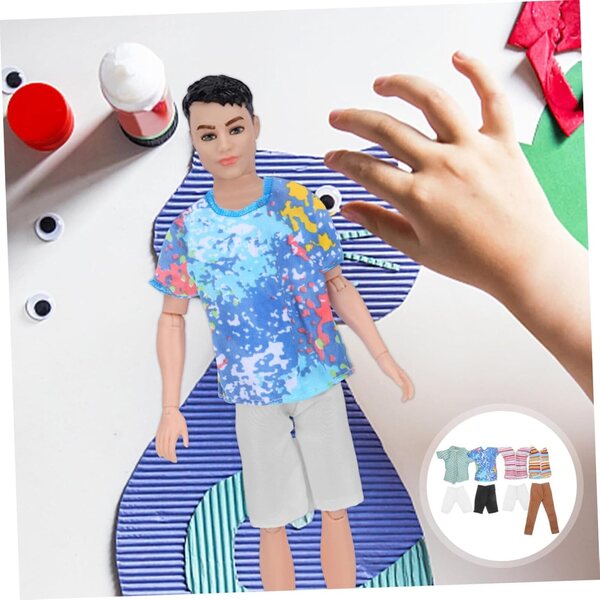 Set 4 Completi Abbigliamento per Bambole Maschio Lavabili e Riutilizzabili in Tessuto
