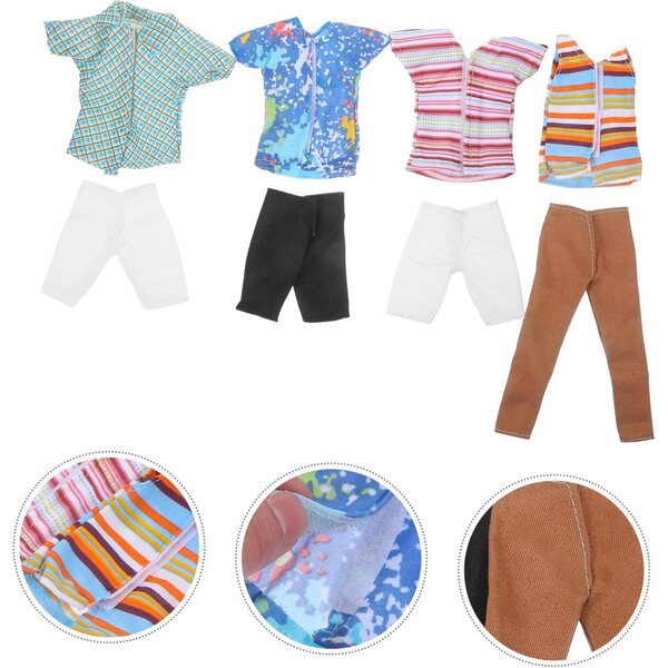 Set 4 Completi Abbigliamento per Bambole Maschio Lavabili e Riutilizzabili in Tessuto