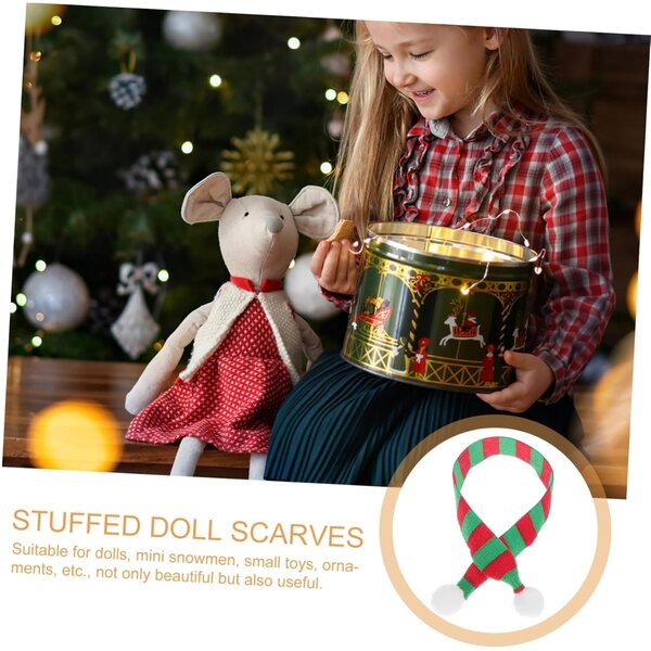 20 Mini Sciarpe di Natale per Bambole e Decorazioni Feste e Artigianato