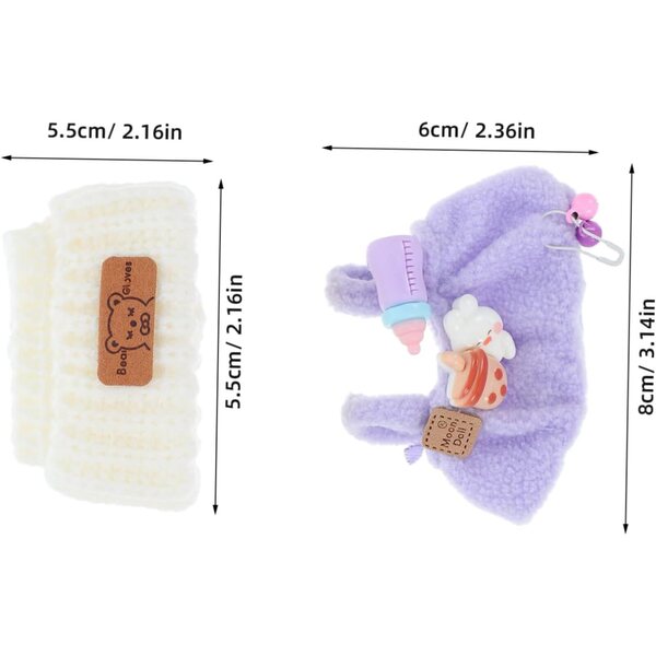 Set Abbigliamento Bambole con Salopette, Berretto Orso in Lana e Accessorio Fotocamera