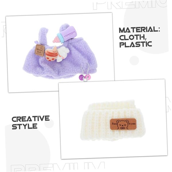 Set Abbigliamento Bambole con Salopette, Berretto Orso in Lana e Accessorio Fotocamera