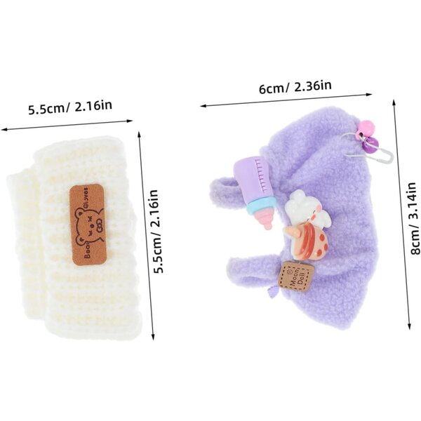 Set Vestiti per Bambola con Barboteuse Viola, Cappellino Orso Bianco e Accessori Peluche
